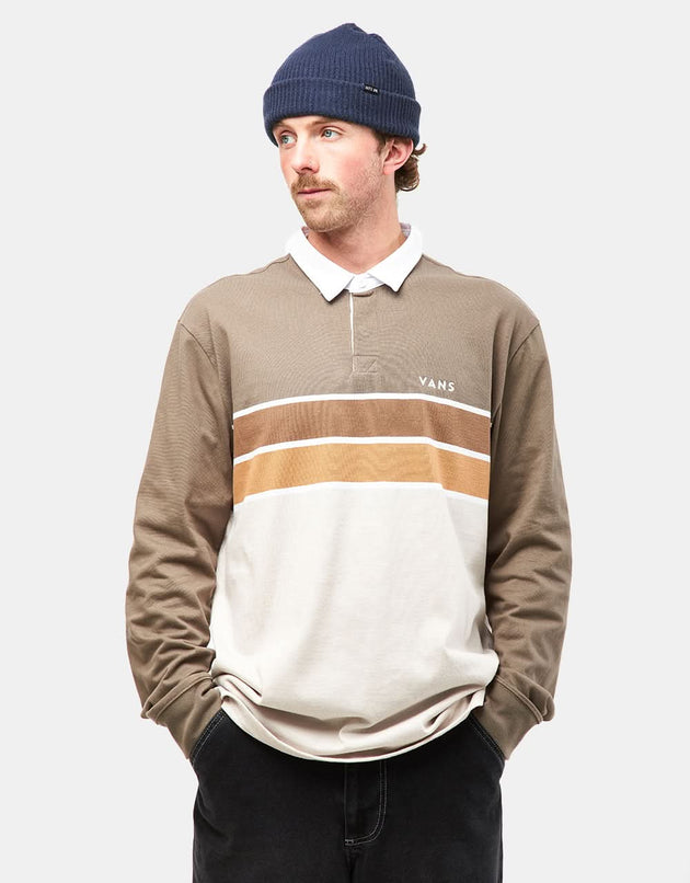 Vans Harrison L/S Rugby Polo Shirt - Bungee Cord/Oatmeal