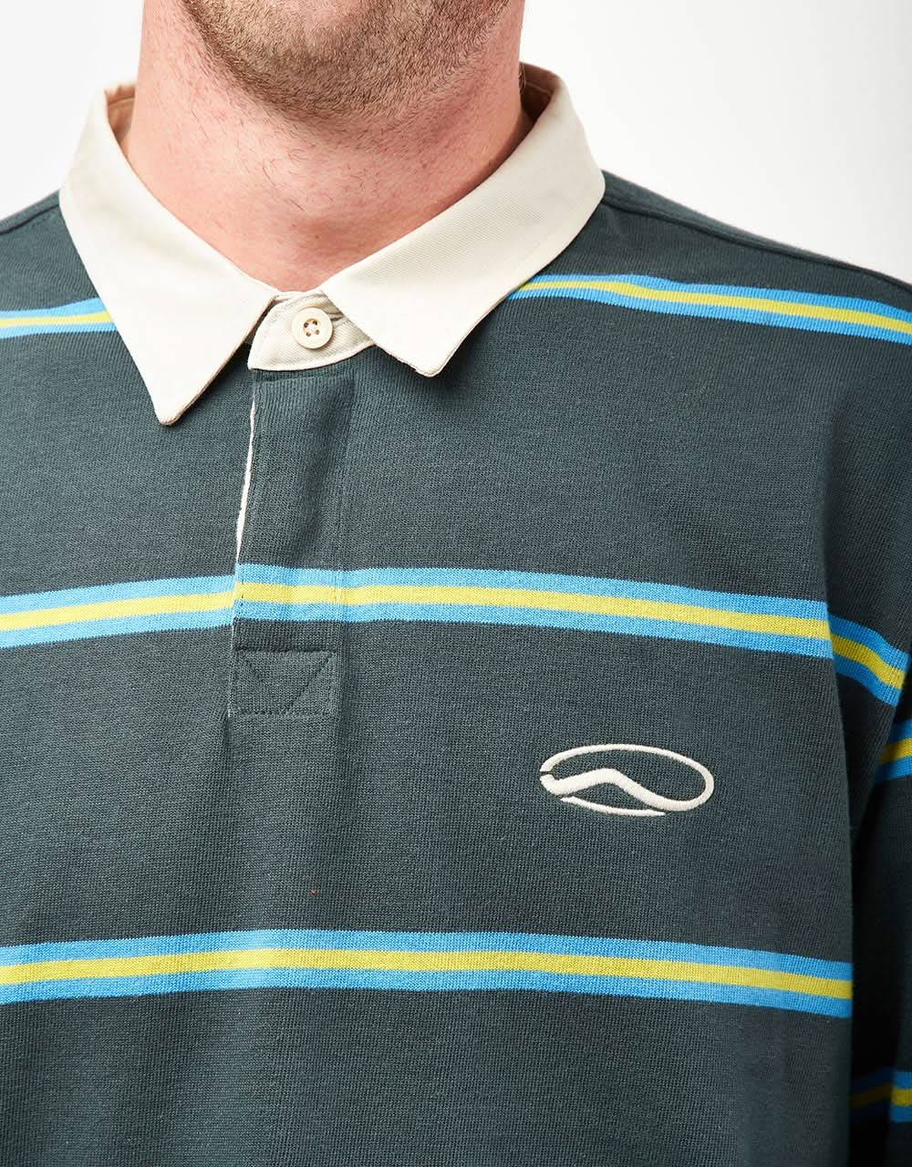 Vans Gatewood L/S Rugby Striped Polo Shirt - Green Gables