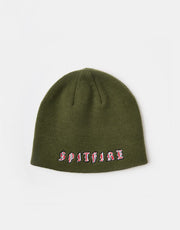 Spitfire Old E Skully Beanie - Olive/Red