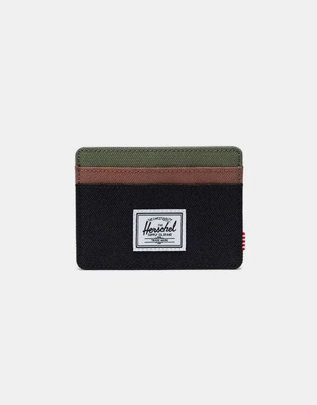 Herschel Supply Co. Charlie Cardholder - Black/Four Leaf Clover/Saddle Brown