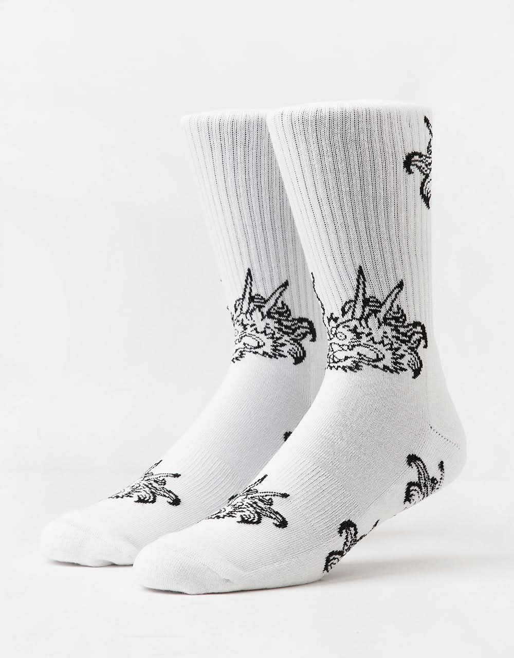 Route One Dragon Crew Socks - White