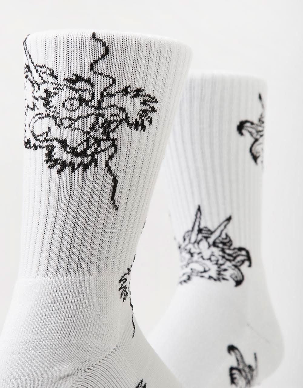 Route One Dragon Crew Socks - White