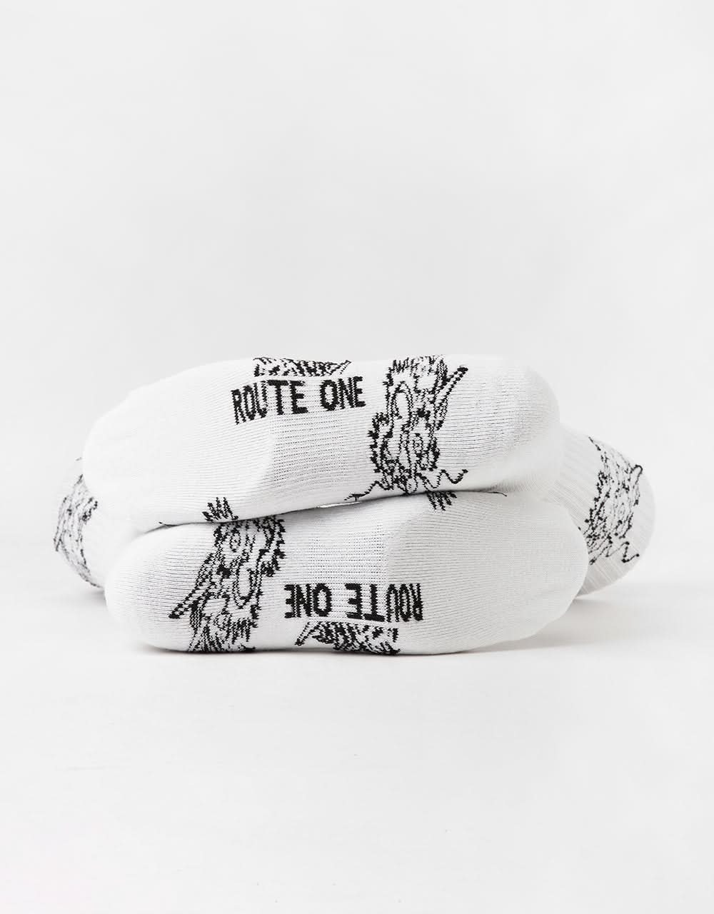 Route One Dragon Crew Socks - White