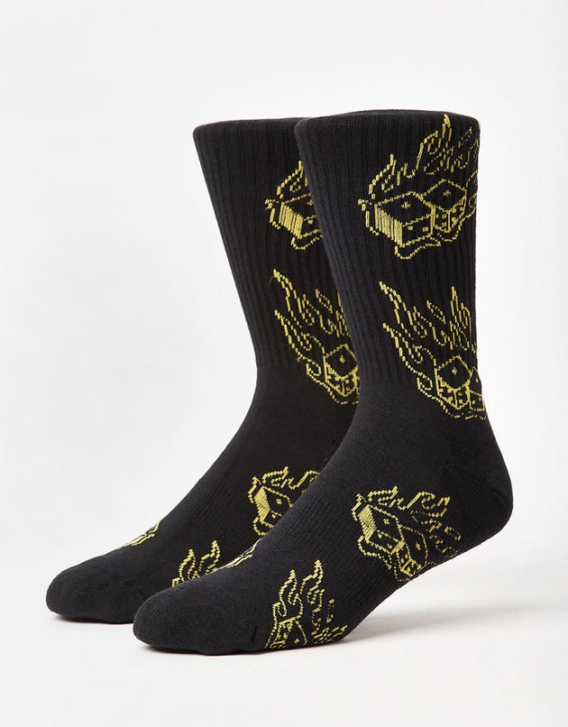 Route One Fire Dice Crew Socks - Black