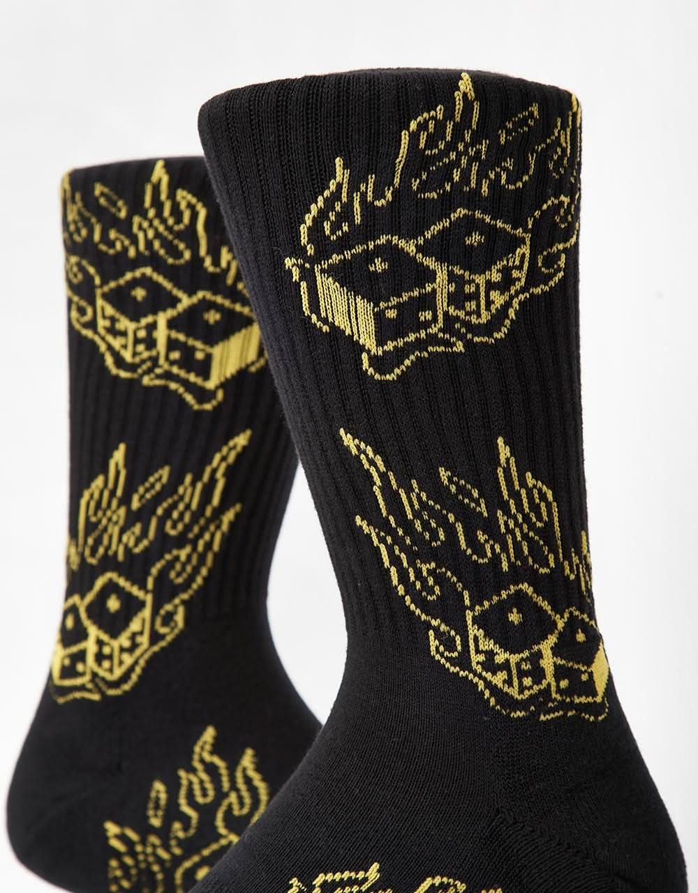 Route One Fire Dice Crew Socks - Black