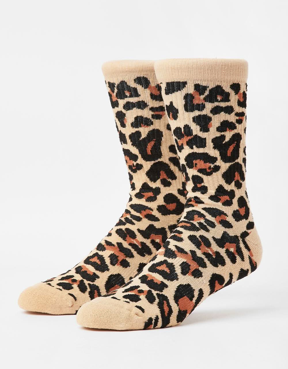 Route One Leopard Crew Socks - Brown