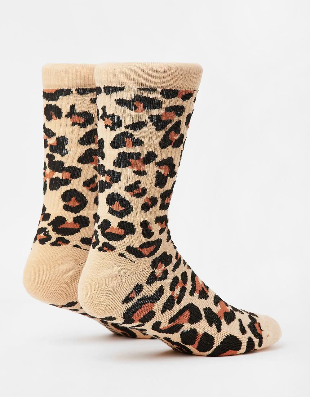 Route One Leopard Crew Socks - Brown