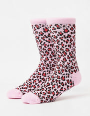 Route One Leopard Crew Socks - Pink