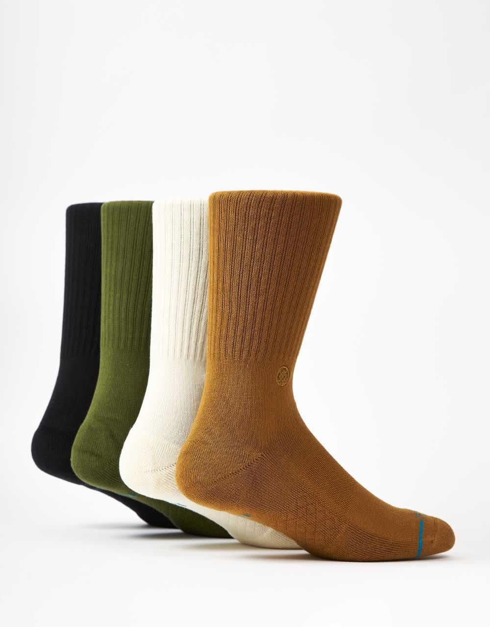 Stance Icon Crew 4 Pack Crew Socks - Gold