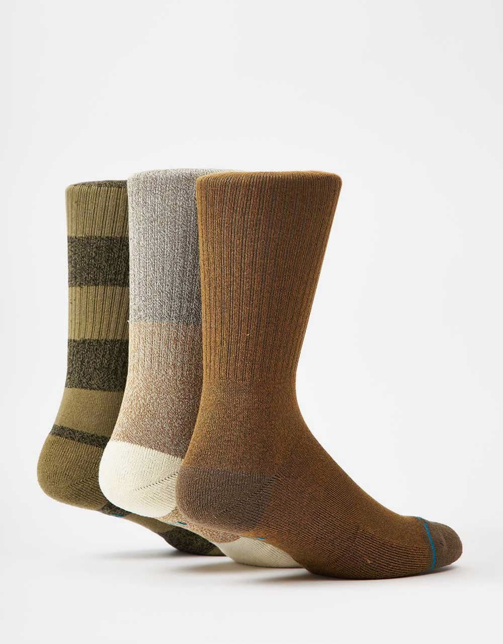 Stance Cubical Crew 3 Pack Crew Socks - Chive