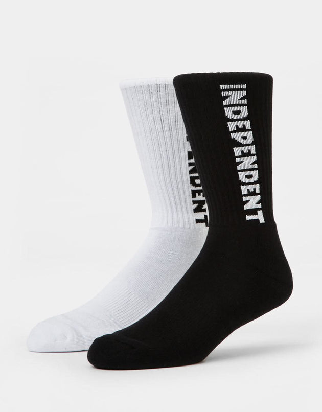 Independent Baseline 2 Pack Socks - White & Black