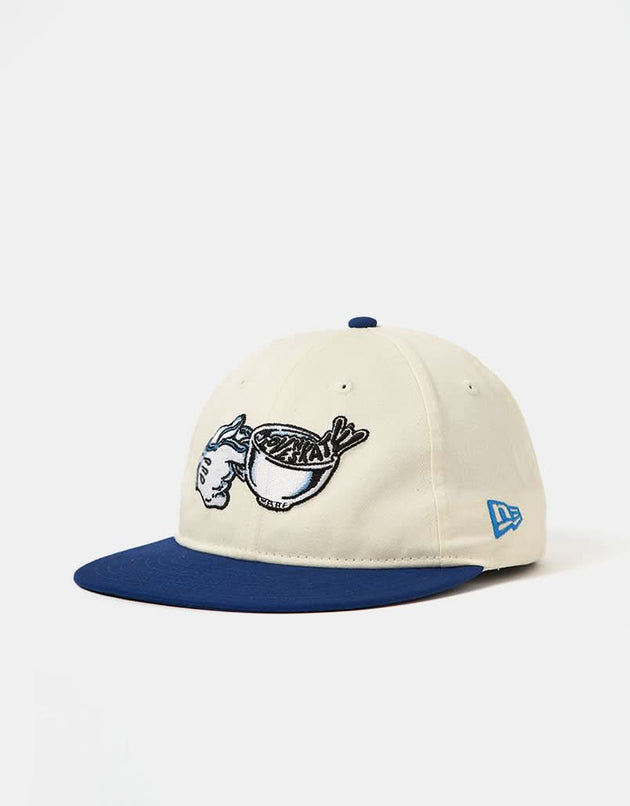 Lovenskate x New Era 9Fifty Spill Logo Strapback Cap - Off White/Royal