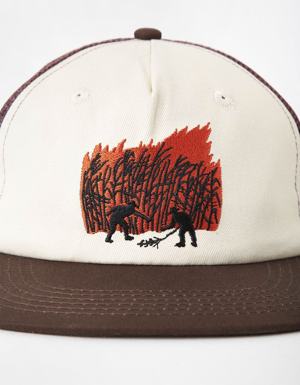 Pass Port Brush Fire Workers Trucker Cap - Choc/Off White