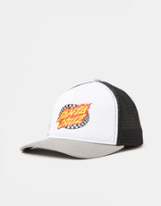 Santa Cruz Oval Check Flame Meshback Cap - White/Stone Grey