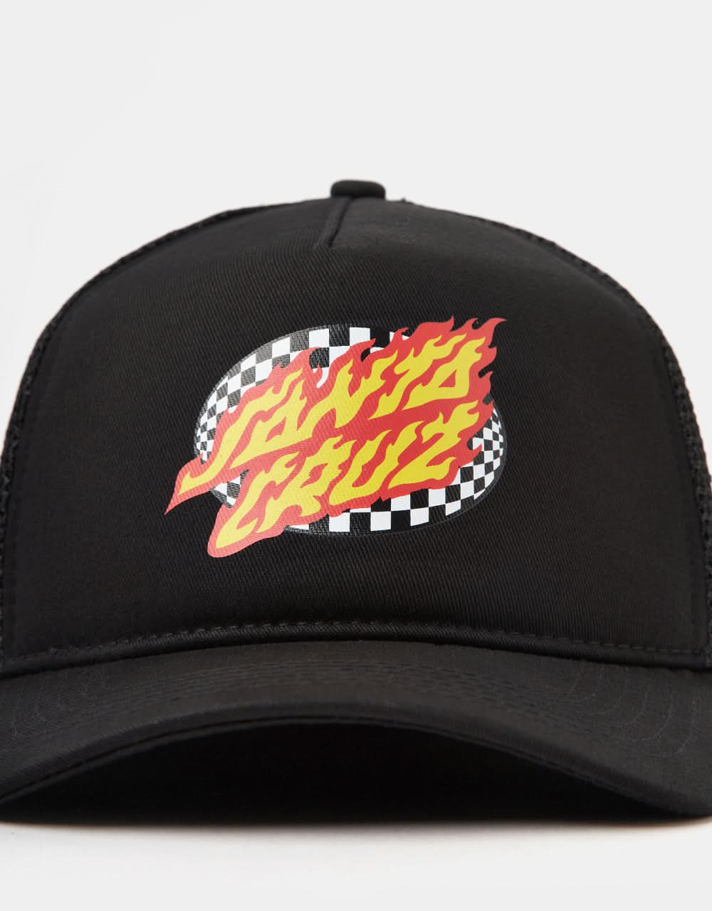 Santa Cruz Oval Check Flame Meshback Cap - Black