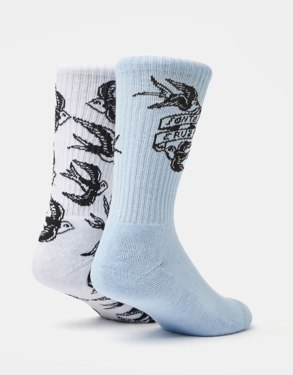 Santa Cruz Sommer Sparrow 2 Pack Socks - Crystal Blue & White