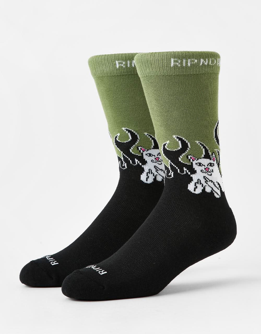 RIPNDIP Welcome To Heck Socks - Black/Light Forest