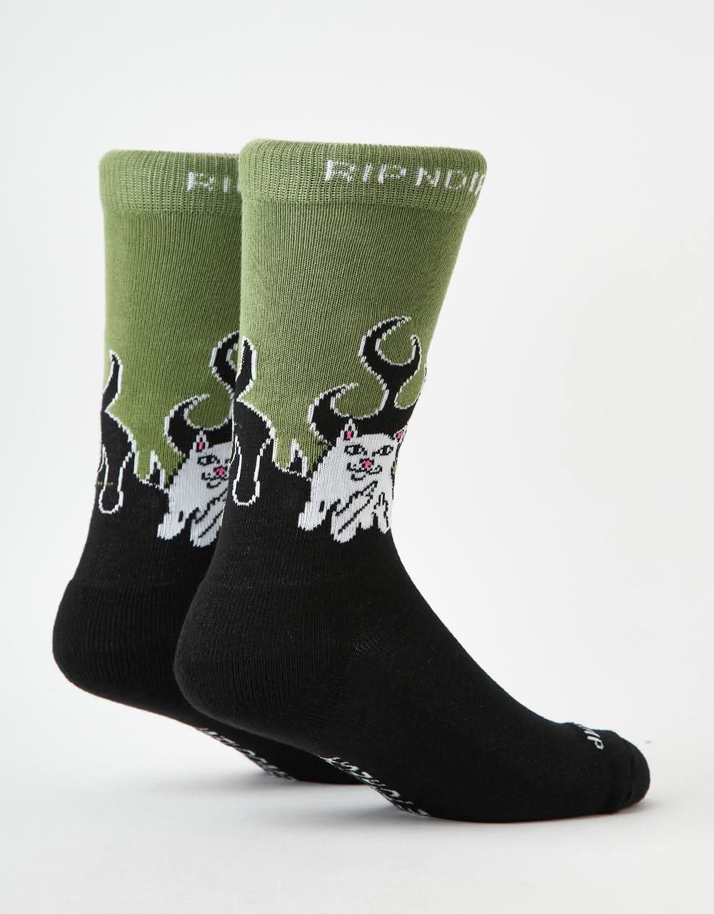 RIPNDIP Welcome To Heck Socks - Black/Light Forest