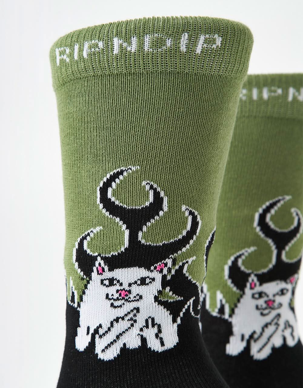 RIPNDIP Welcome To Heck Socks - Black/Light Forest