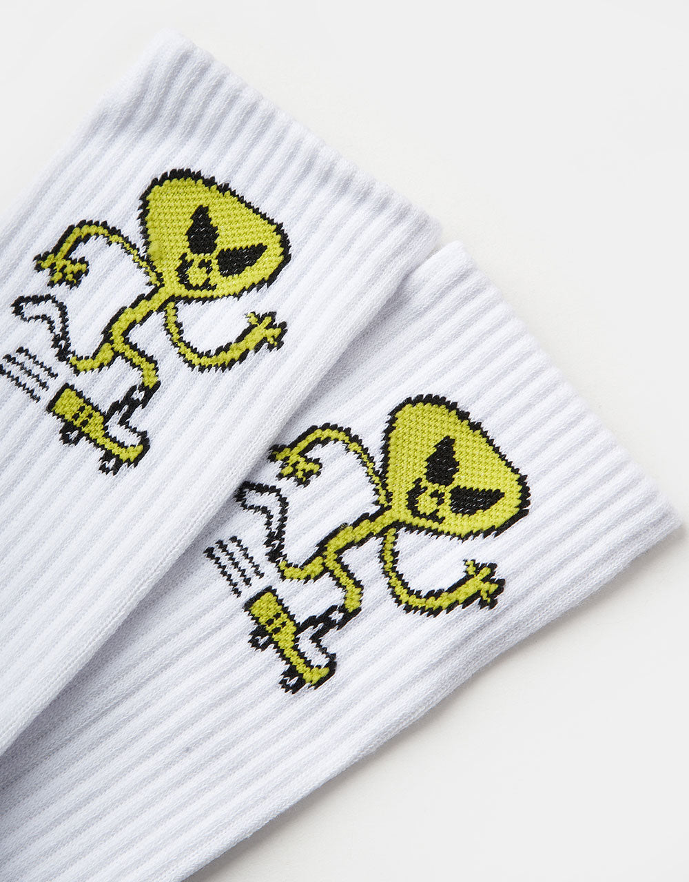 Blast Skates Alien Mascot Crew Socks - White