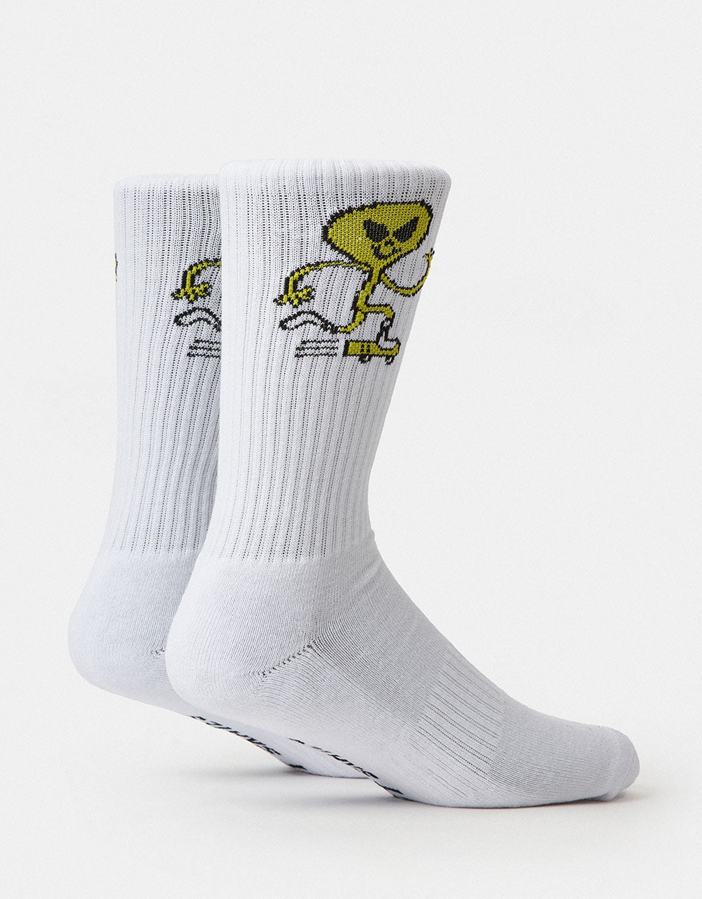 Blast Skates Alien Mascot Crew Socks - White