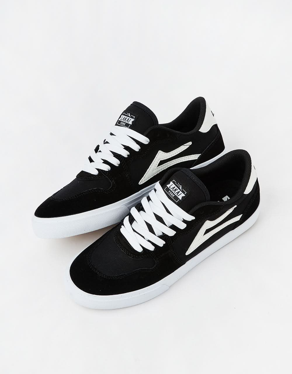 Lakai York Skate Shoes - Black/White Suede