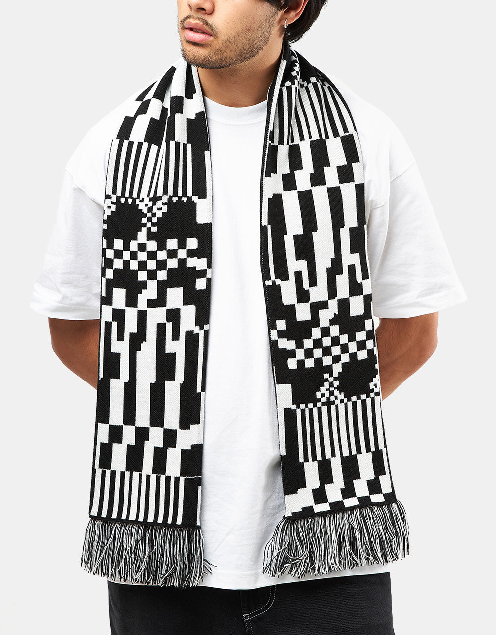 Route One Glitch Scarf - Black/Ivory Cream