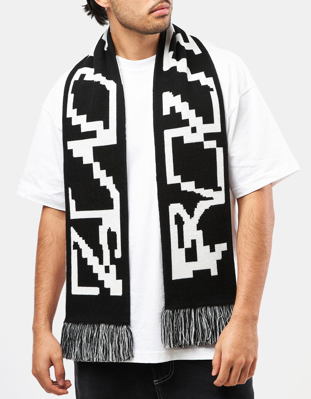 Route One Glitch Scarf - Black/Ivory Cream