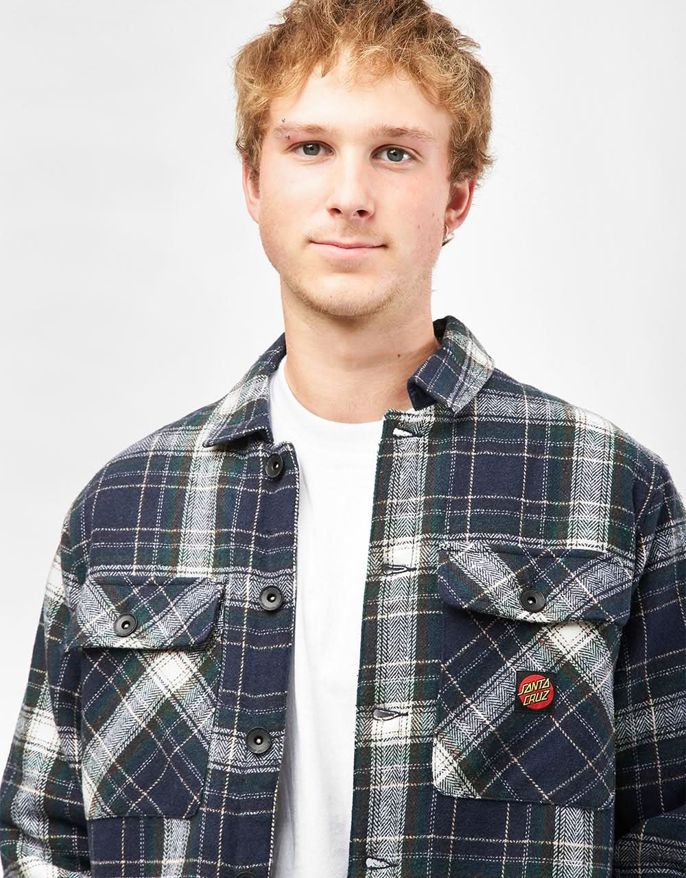 Santa Cruz Classic Label Overshirt - Navy Check