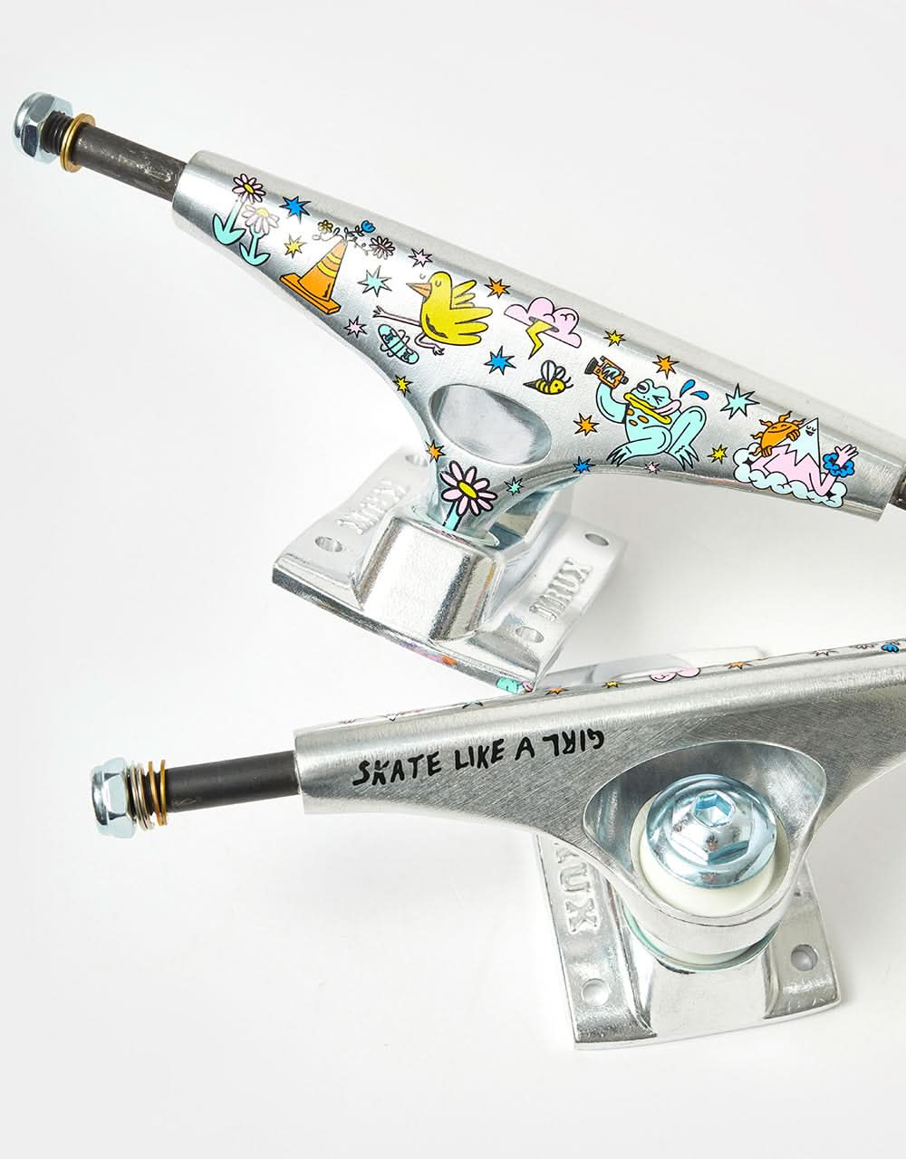 Krux x Skate Like a Girl DLK 8.25 Skateboard Trucks - Silver/Multi