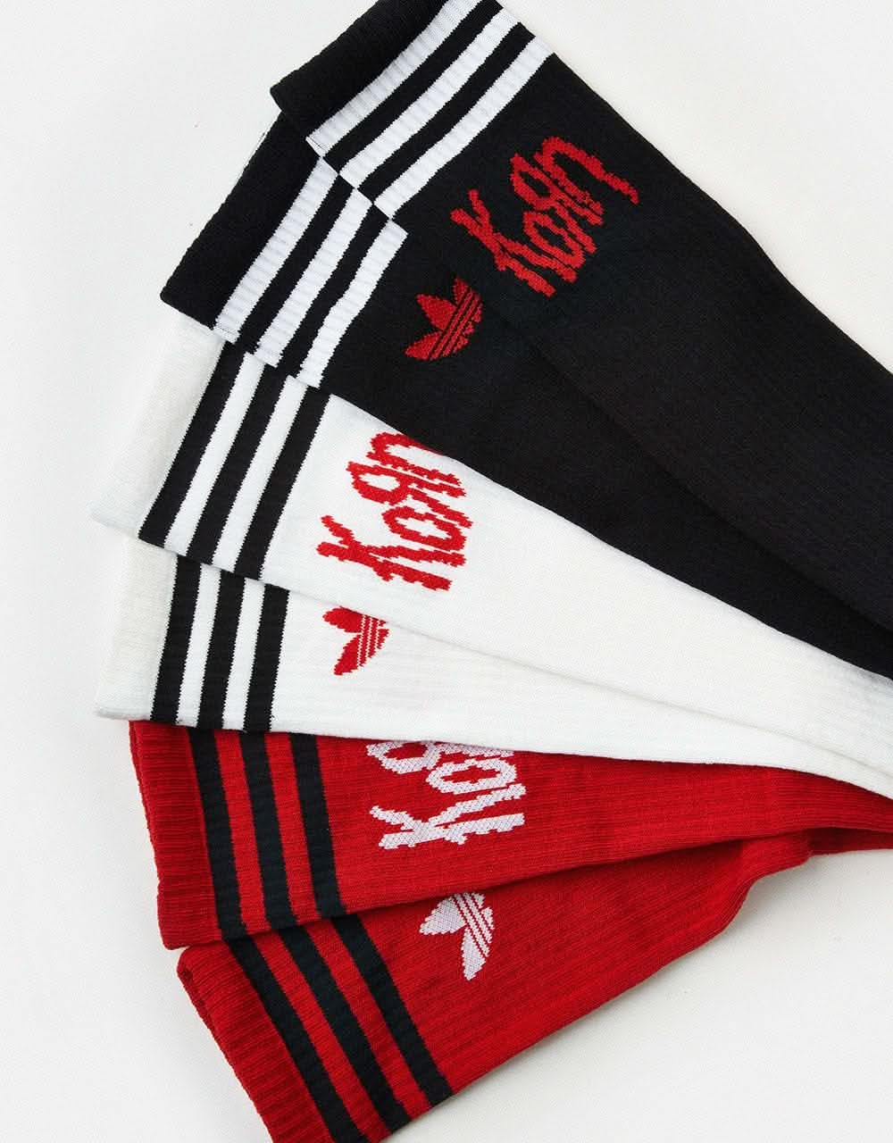 adidas x Korn 3 Pack Socks - White/Black/Better Scarlet