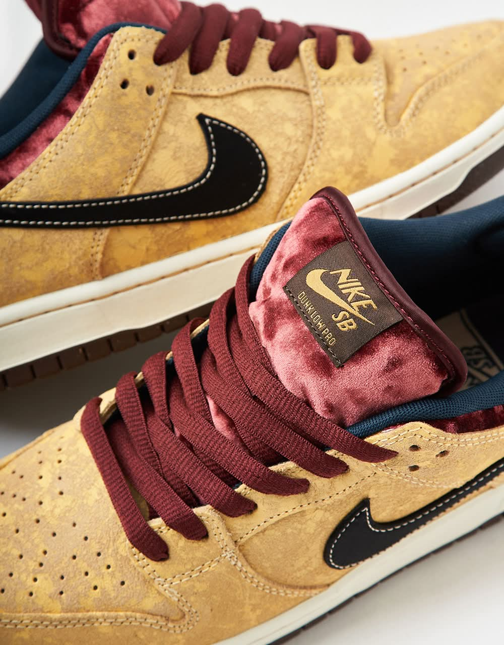 Nike SB 'City of Cinema' Dunk Low Pro Skate Shoes - Celestial Gold/Black-Dark Team Red