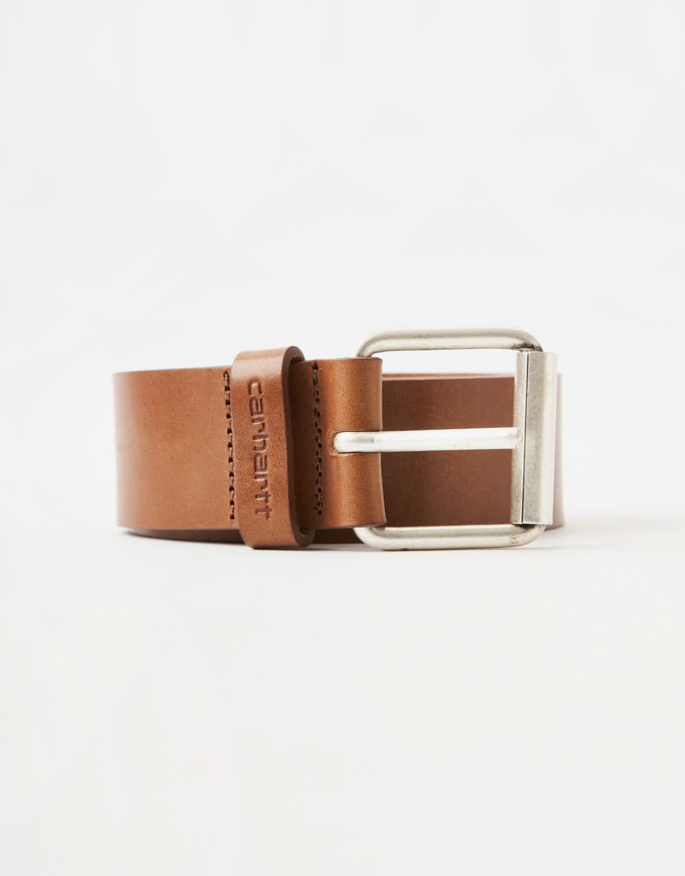 Carhartt WIP Script Leather Belt - Cognac/Sliver