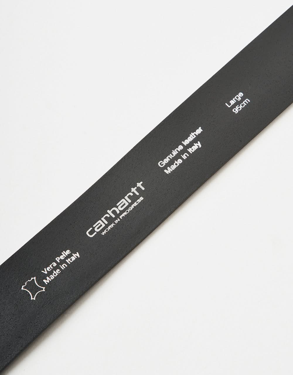 Carhartt WIP Script Leather Belt - Black/Black