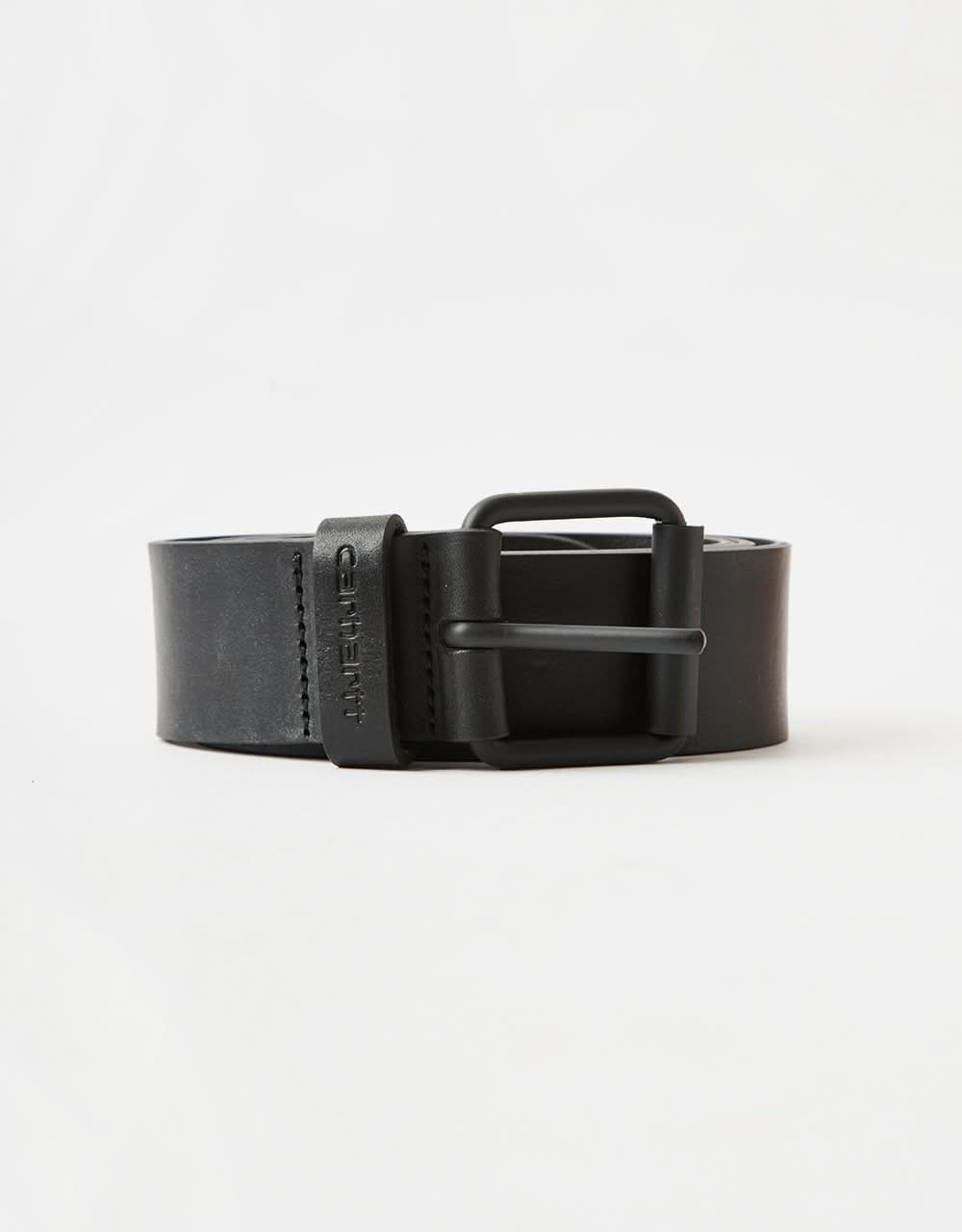 Carhartt WIP Script Leather Belt - Black/Black