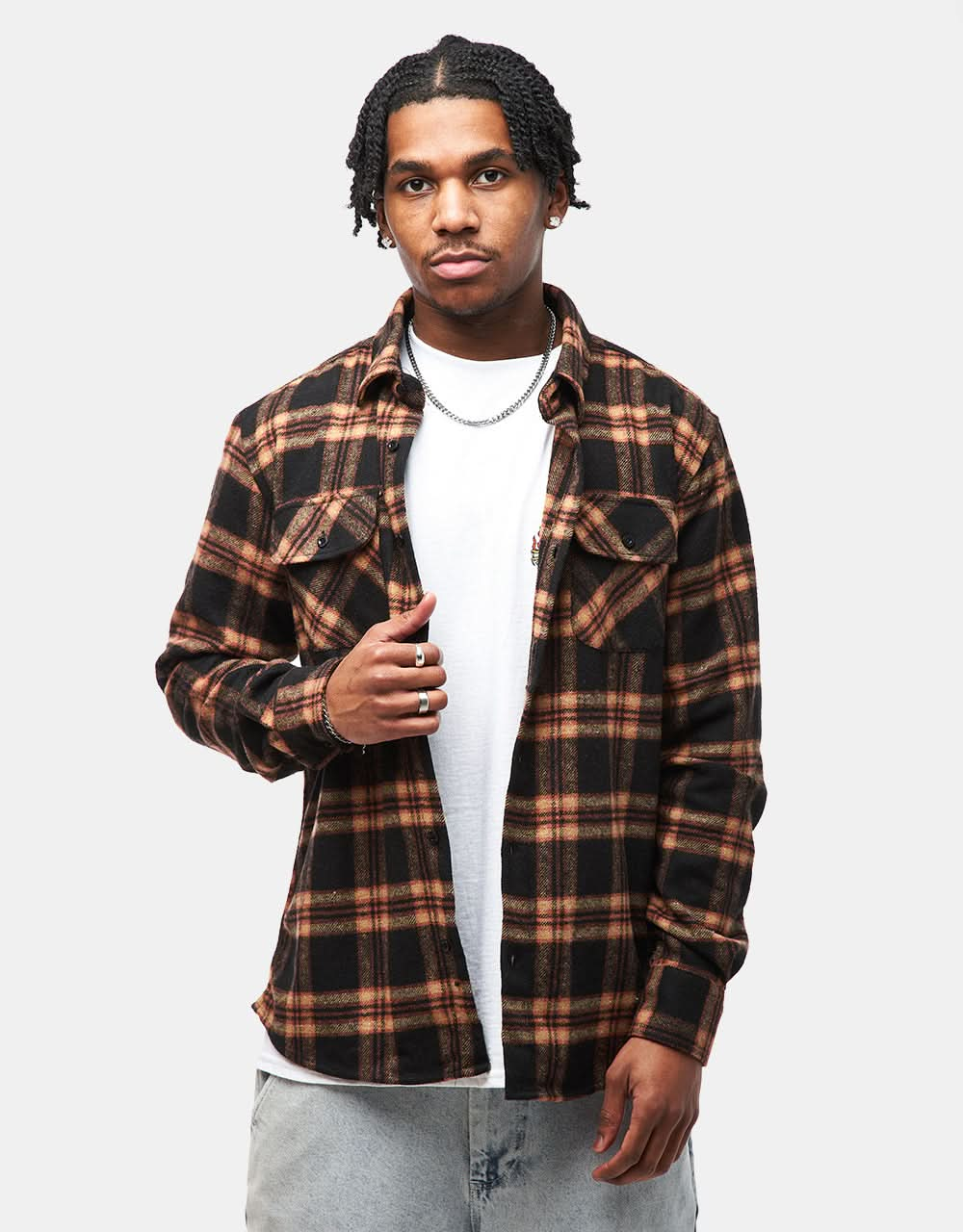 Route One Rydal Flannel Shirt - Black/Orange