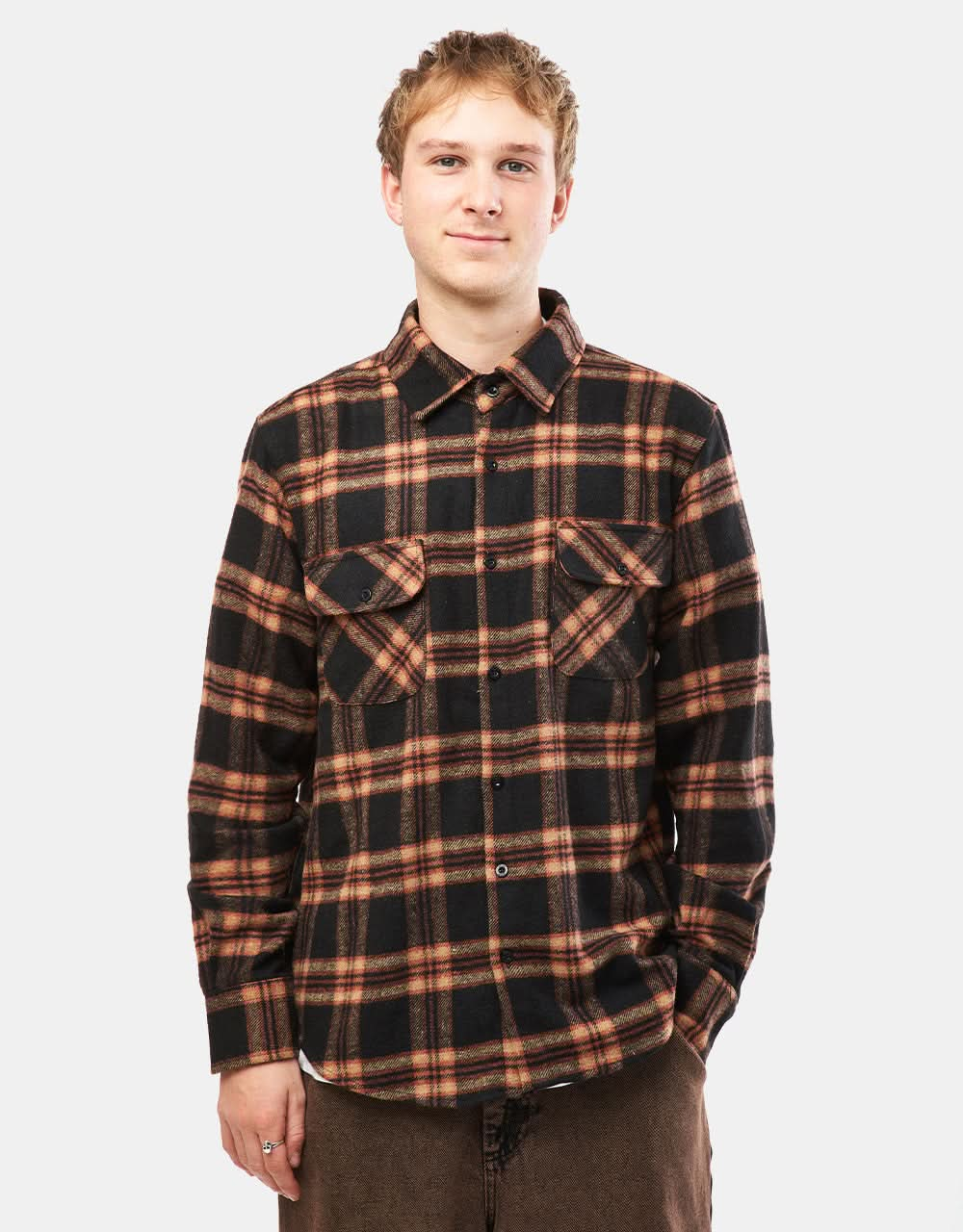 Route One Rydal Flannel Shirt - Black/Orange