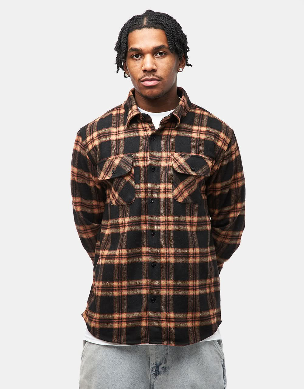 Route One Rydal Flannel Shirt - Black/Orange