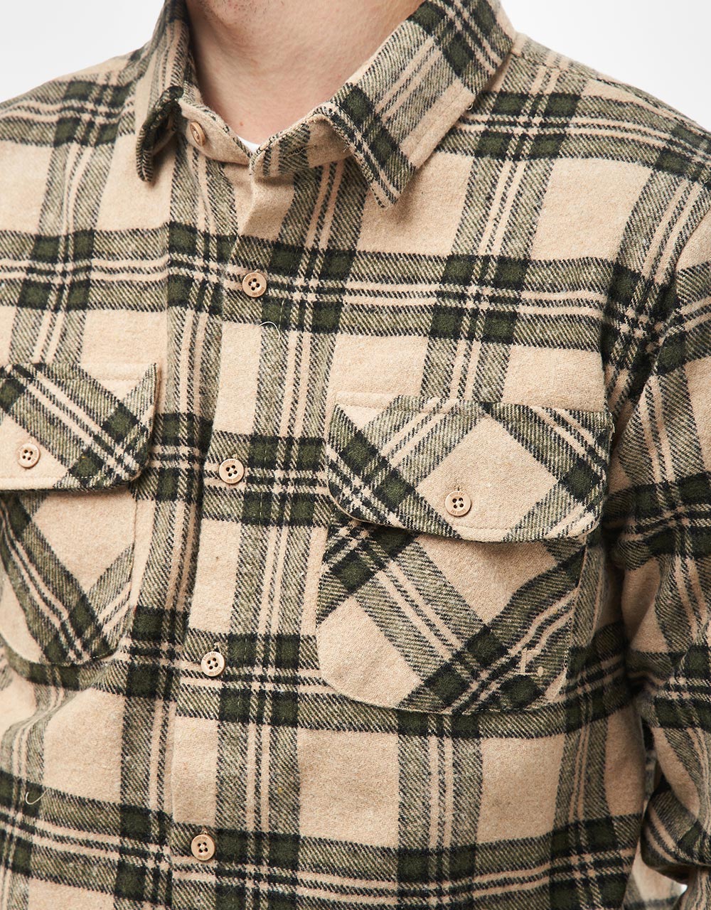 Route One Rydal Flannel Shirt - Natural/Green