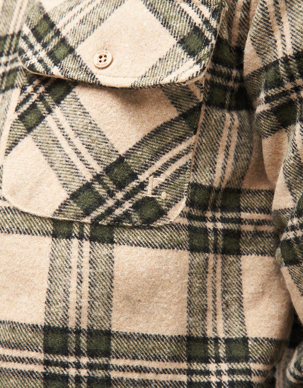 Route One Rydal Flannel Shirt - Natural/Green