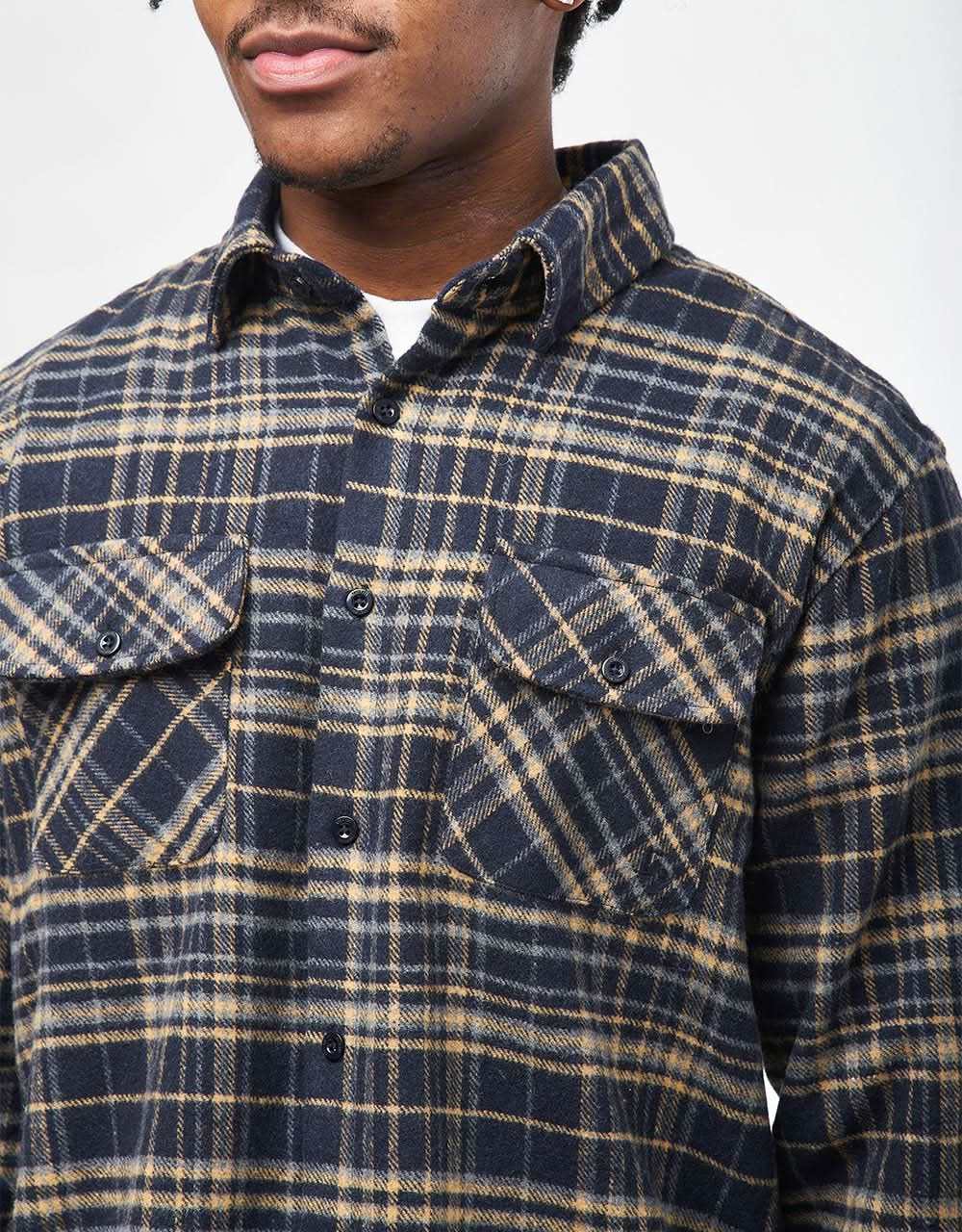 Route One Shiel Flannel Shirt - Navy/Natural