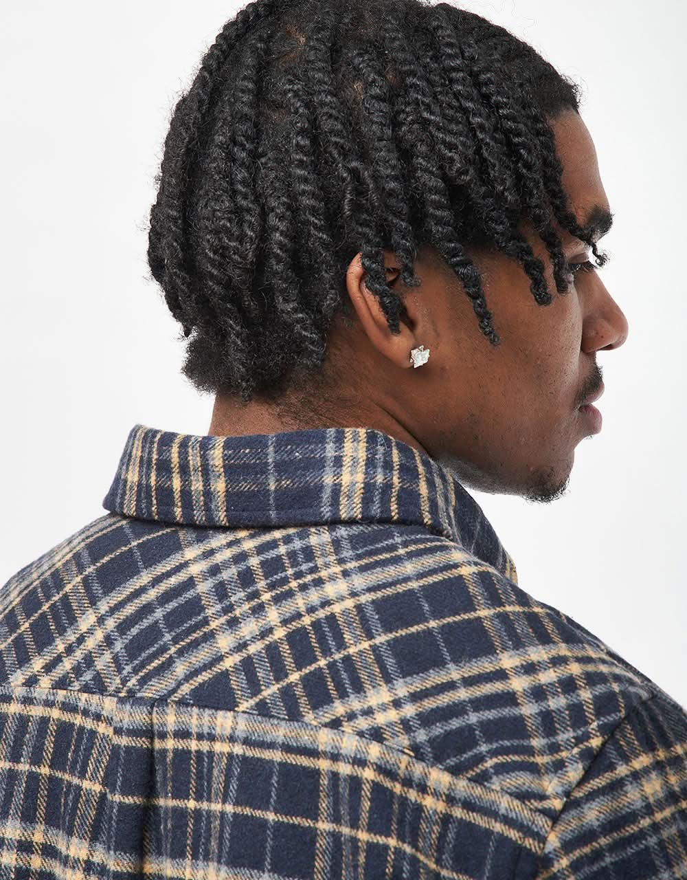 Route One Shiel Flannel Shirt - Navy/Natural