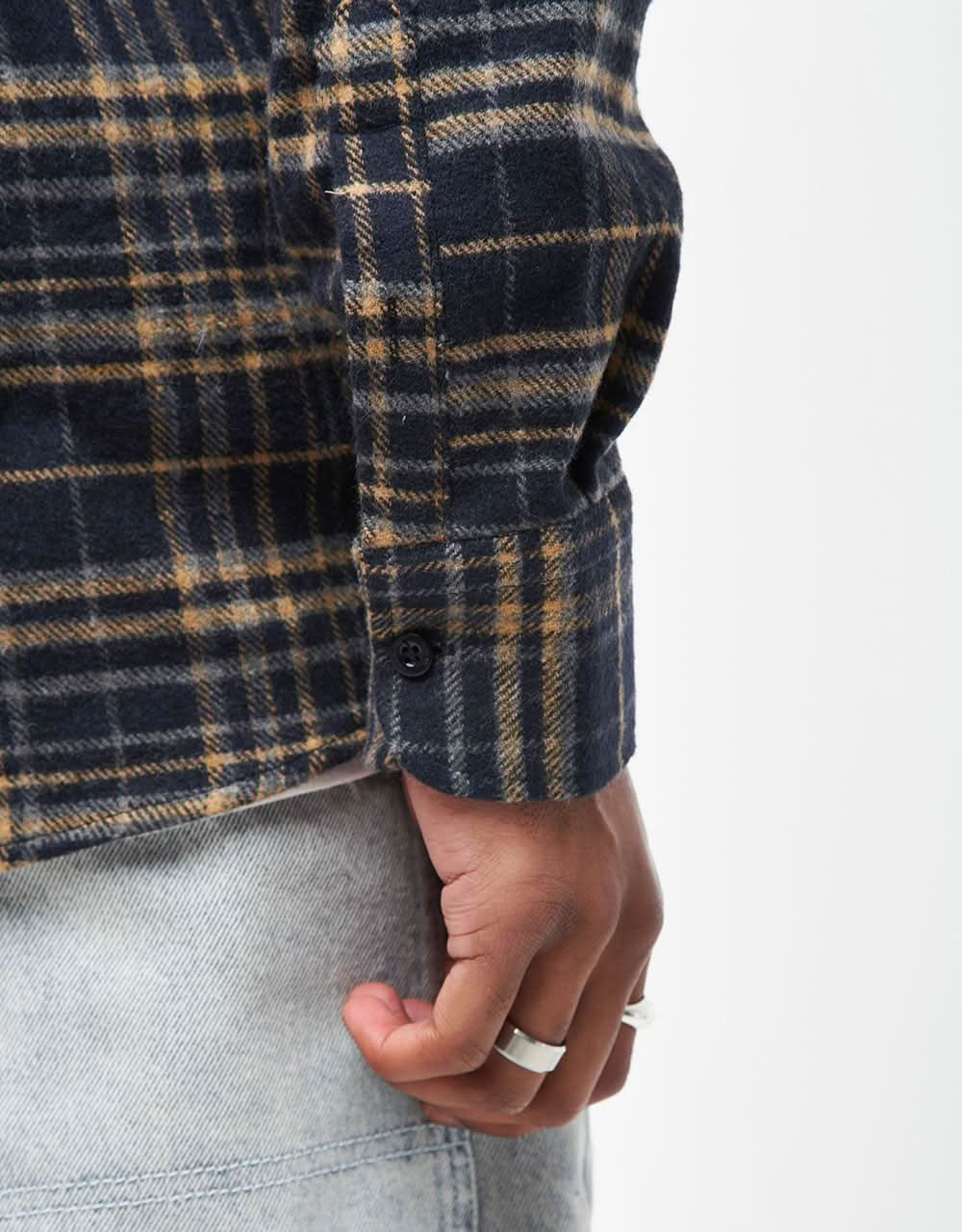 Route One Shiel Flannel Shirt - Navy/Natural