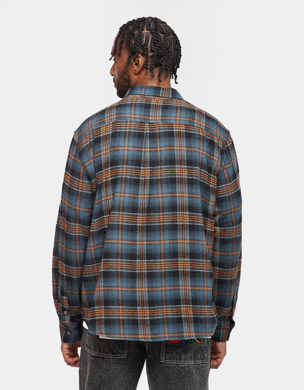 Butter Goods Swirl Plaid L/S Shirt - Blue/Orange