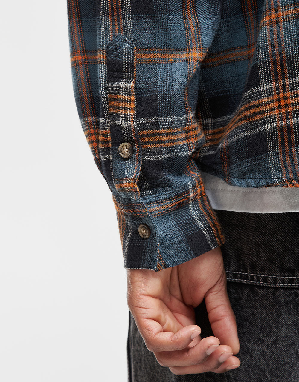 Butter Goods Swirl Plaid L/S Shirt - Blue/Orange