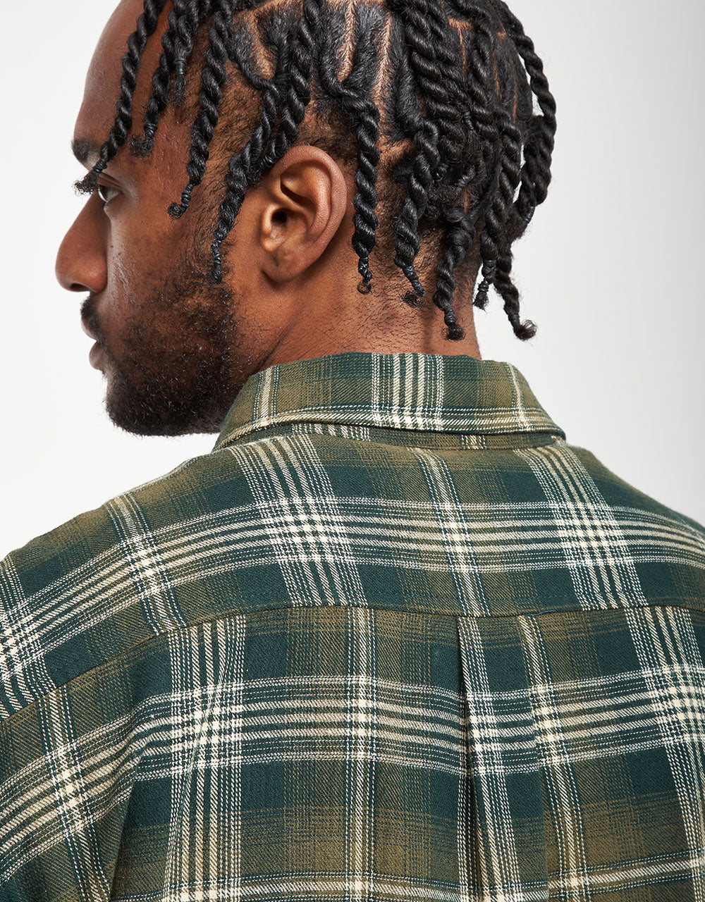 Butter Goods Swirl Plaid L/S Shirt - Green/White