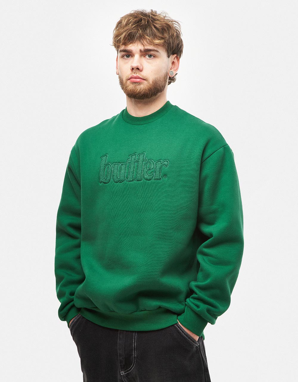 Butter Goods Cutout Applique Crewneck - Fern