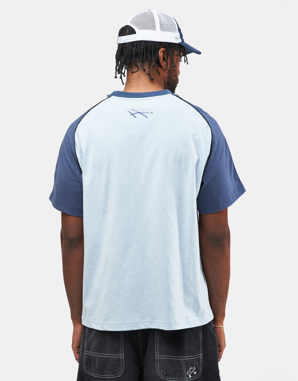 Hoddle Warped Jersey T-Shirt - Blue/Navy