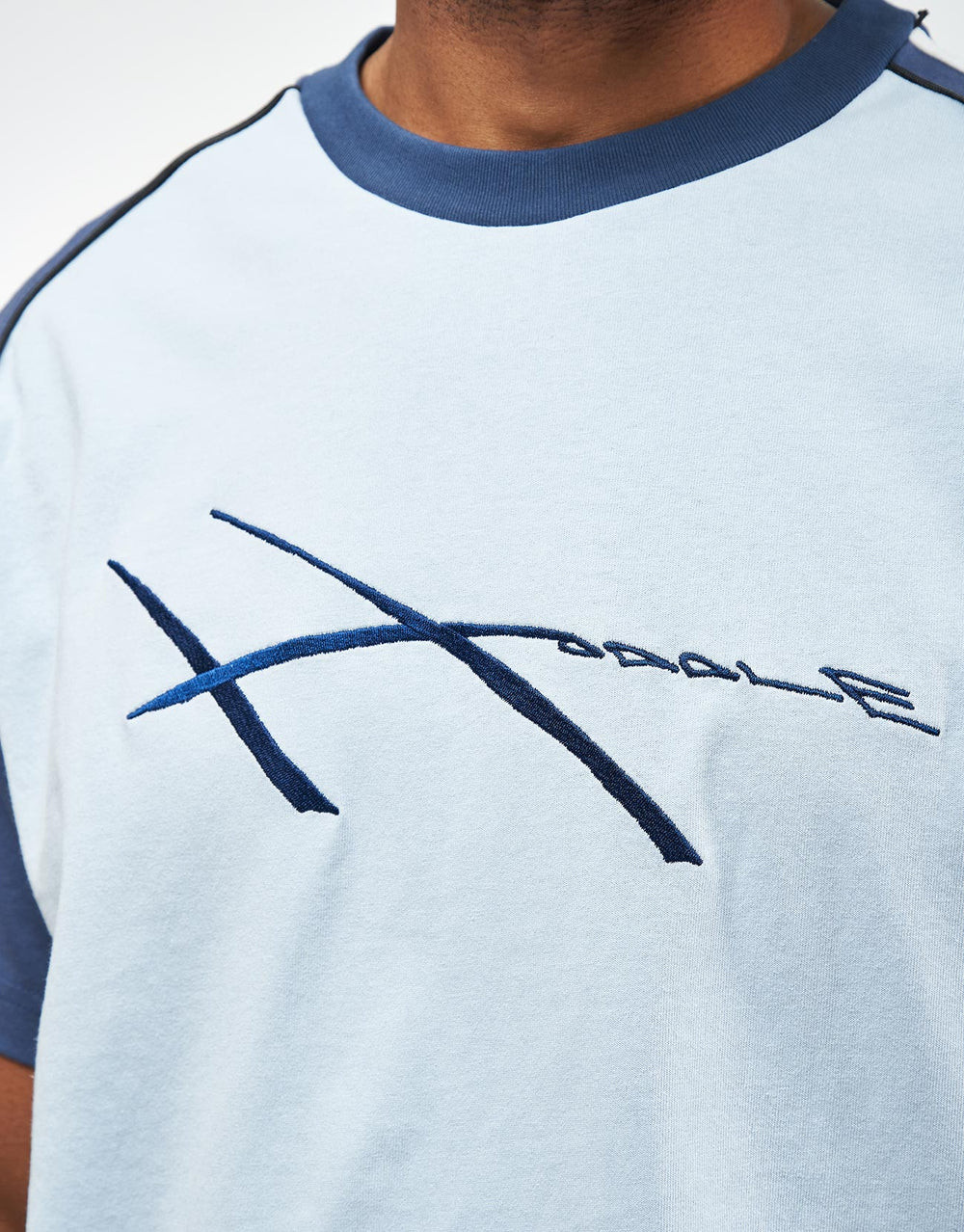 Hoddle Warped Jersey T-Shirt - Blue/Navy