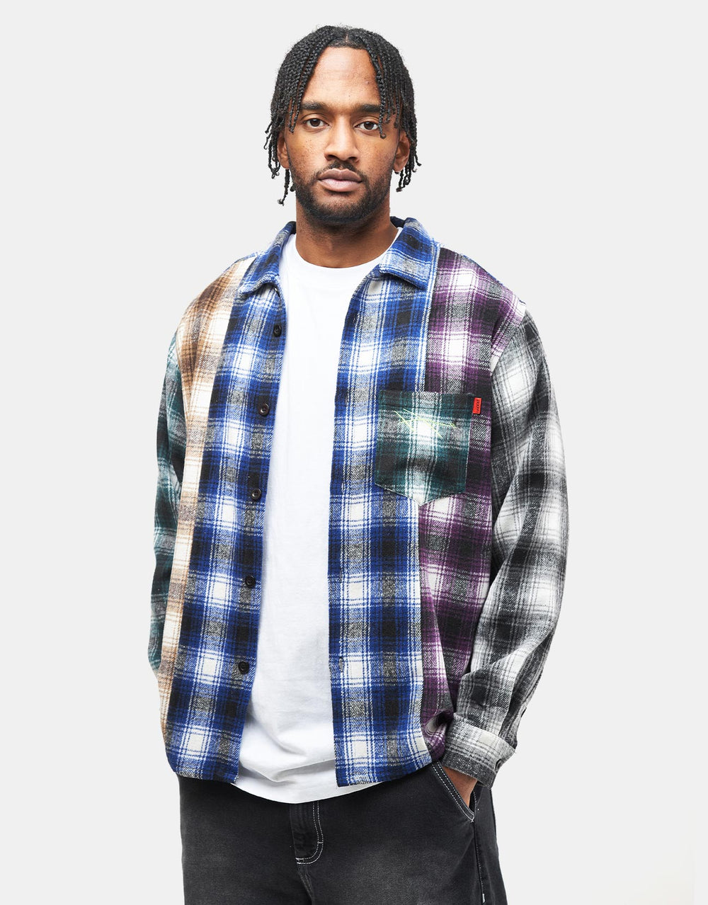 Hoddle Spectrum Flannel L/S Shirt - Orange/Blue/Purple